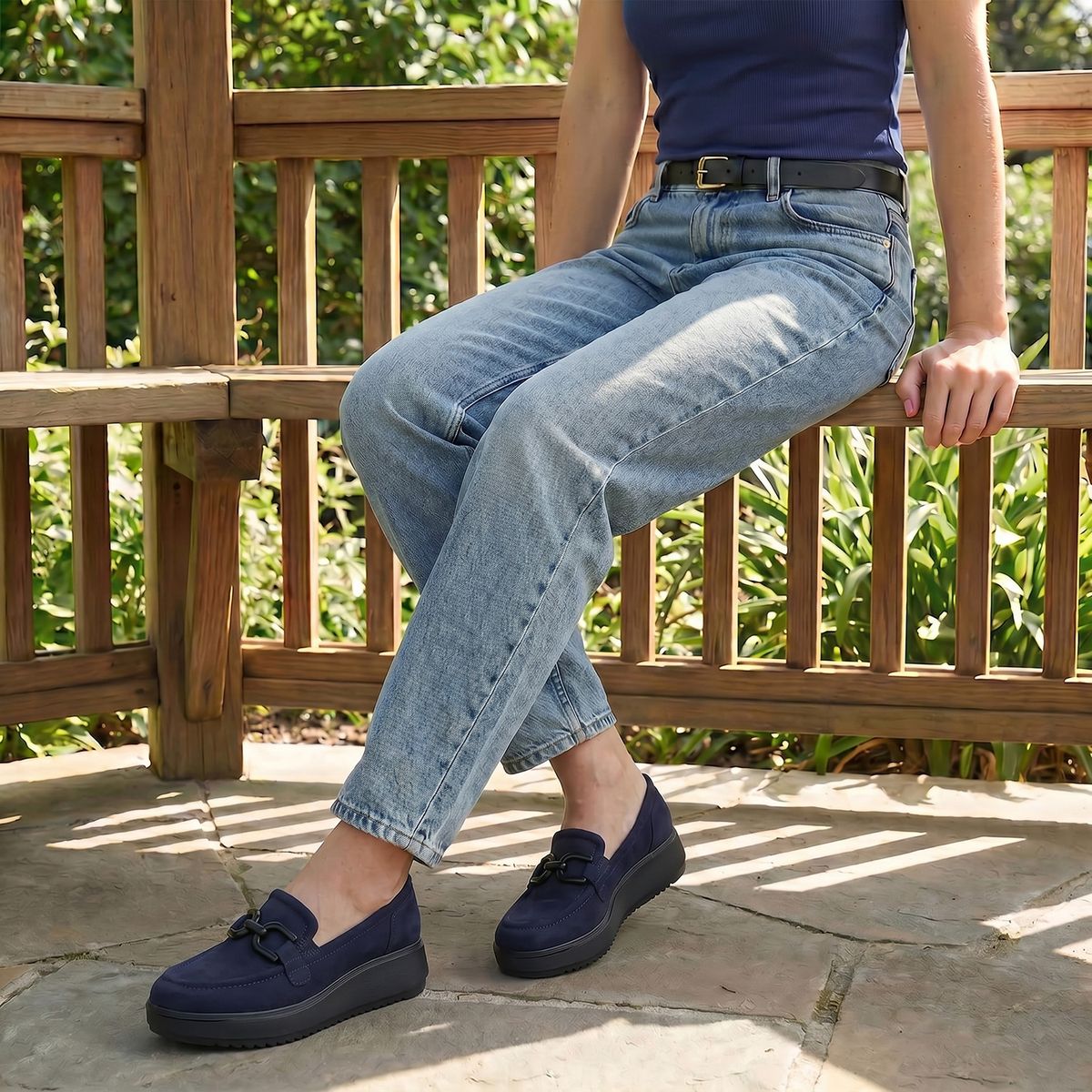 CLARKS - Zapato Casual Mujer Cuero Azul Clarks