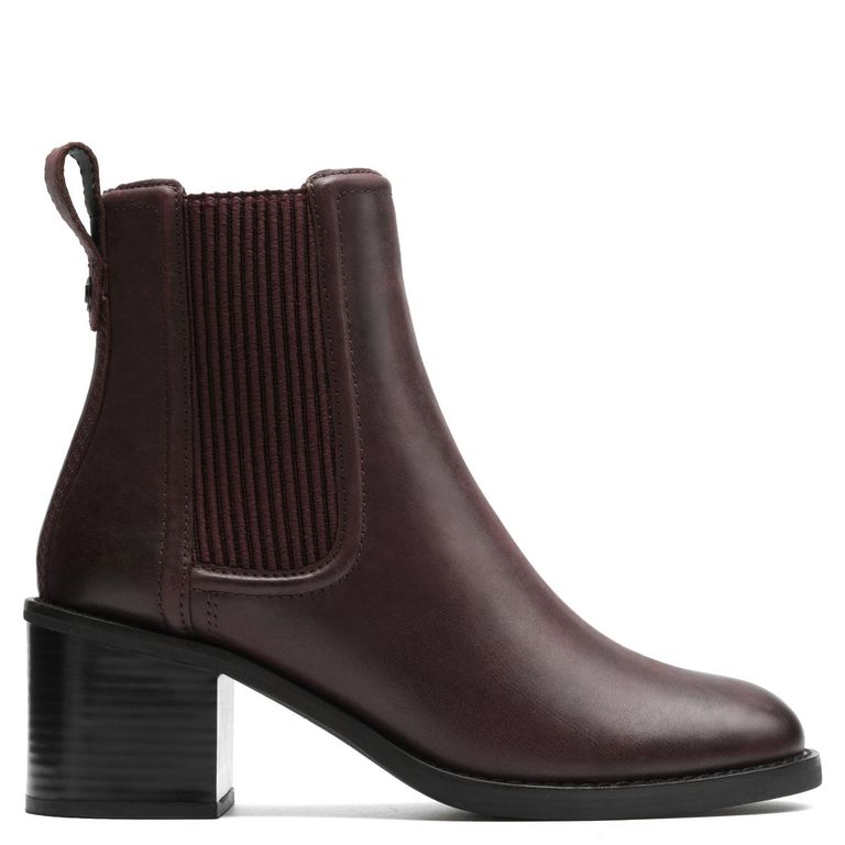 CLARKS Bota Mujer Cuero Burdeo