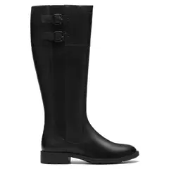 CLARKS - Bota Mujer Cuero Negro