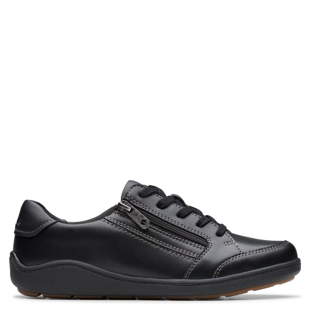 CLARKS - Zapatilla Urbana Mujer Cuero Negro Clarks