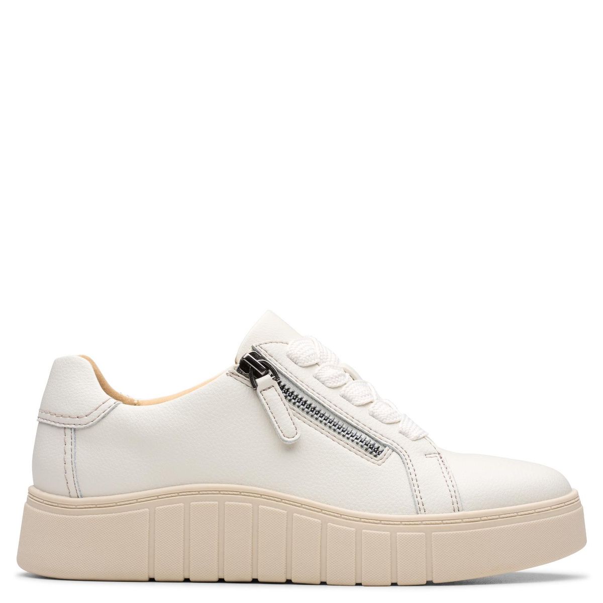 CLARKS - Zapatilla Urbana Mujer Cuero Blanco Clarks