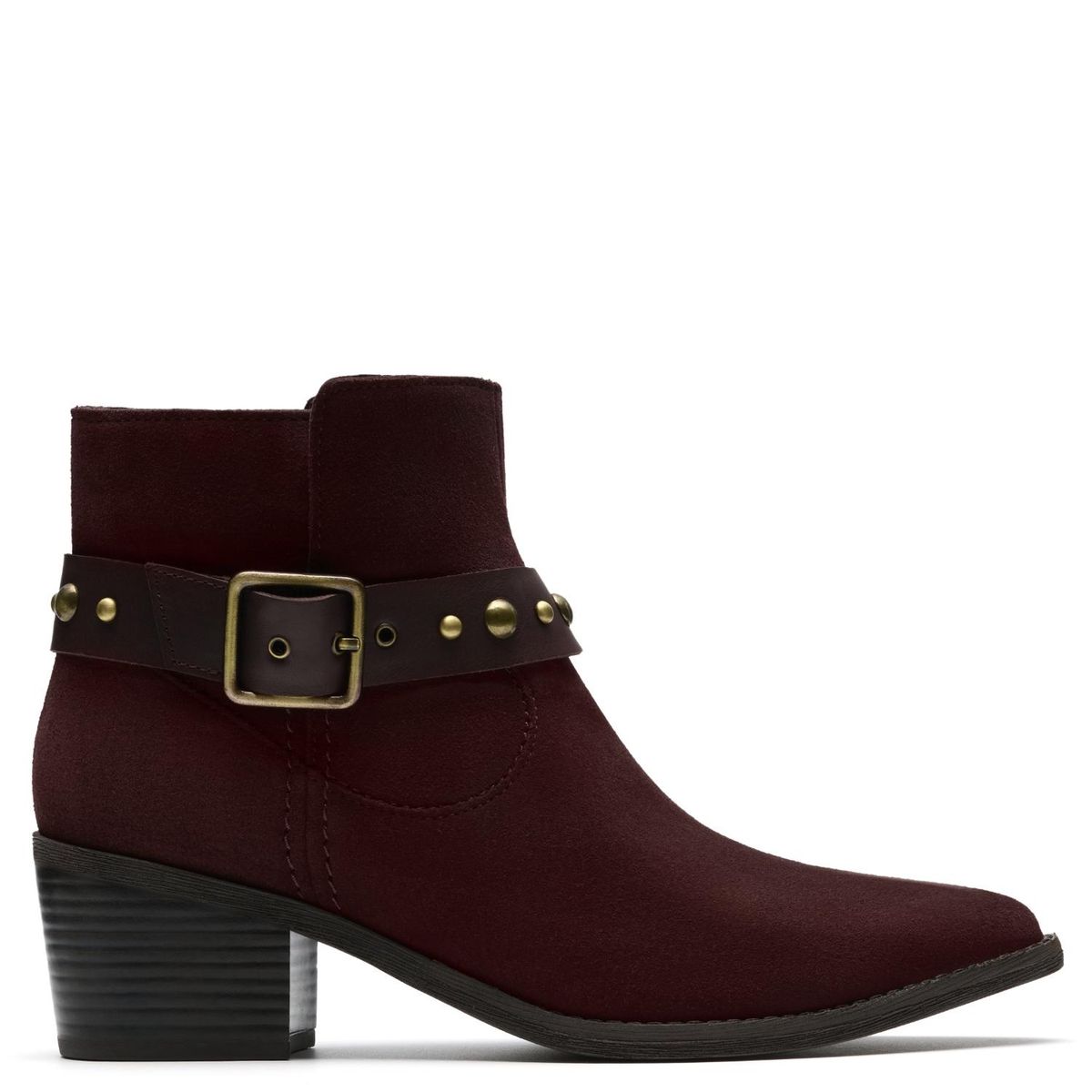 CLARKS - Botín Mujer Cuero Burdeo Clarks