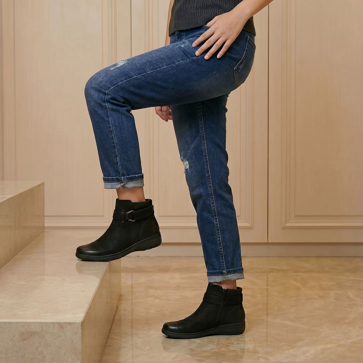 CLARKS - Botín Mujer Cuero Negro Clarks