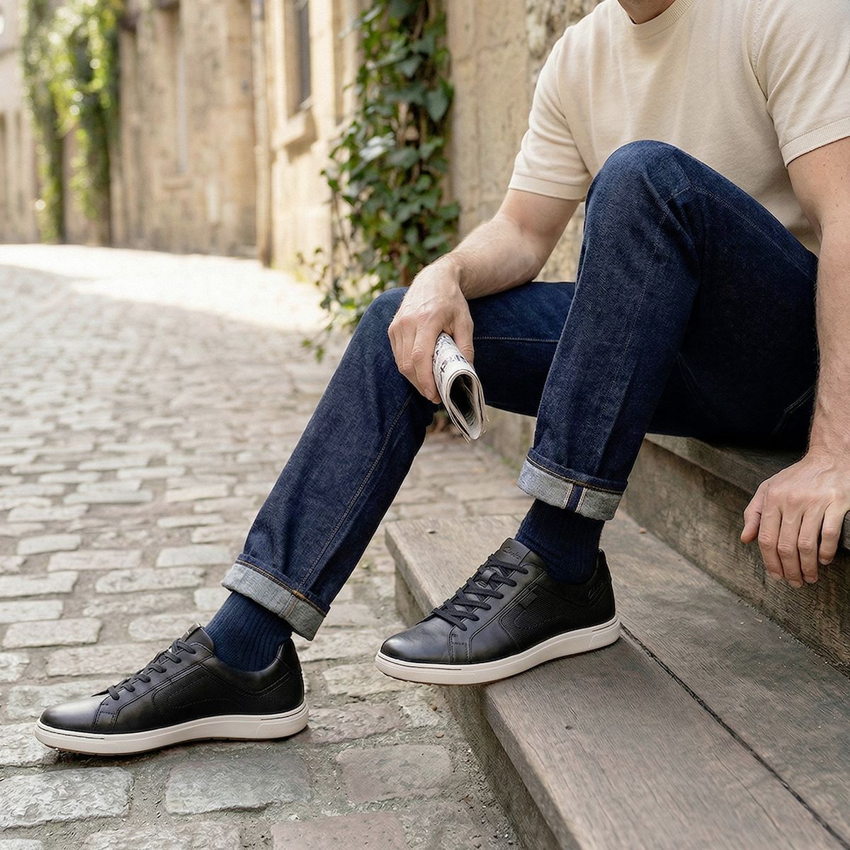 CLARKS - Zapatilla Urbana Hombre Cuero Negro Clarks