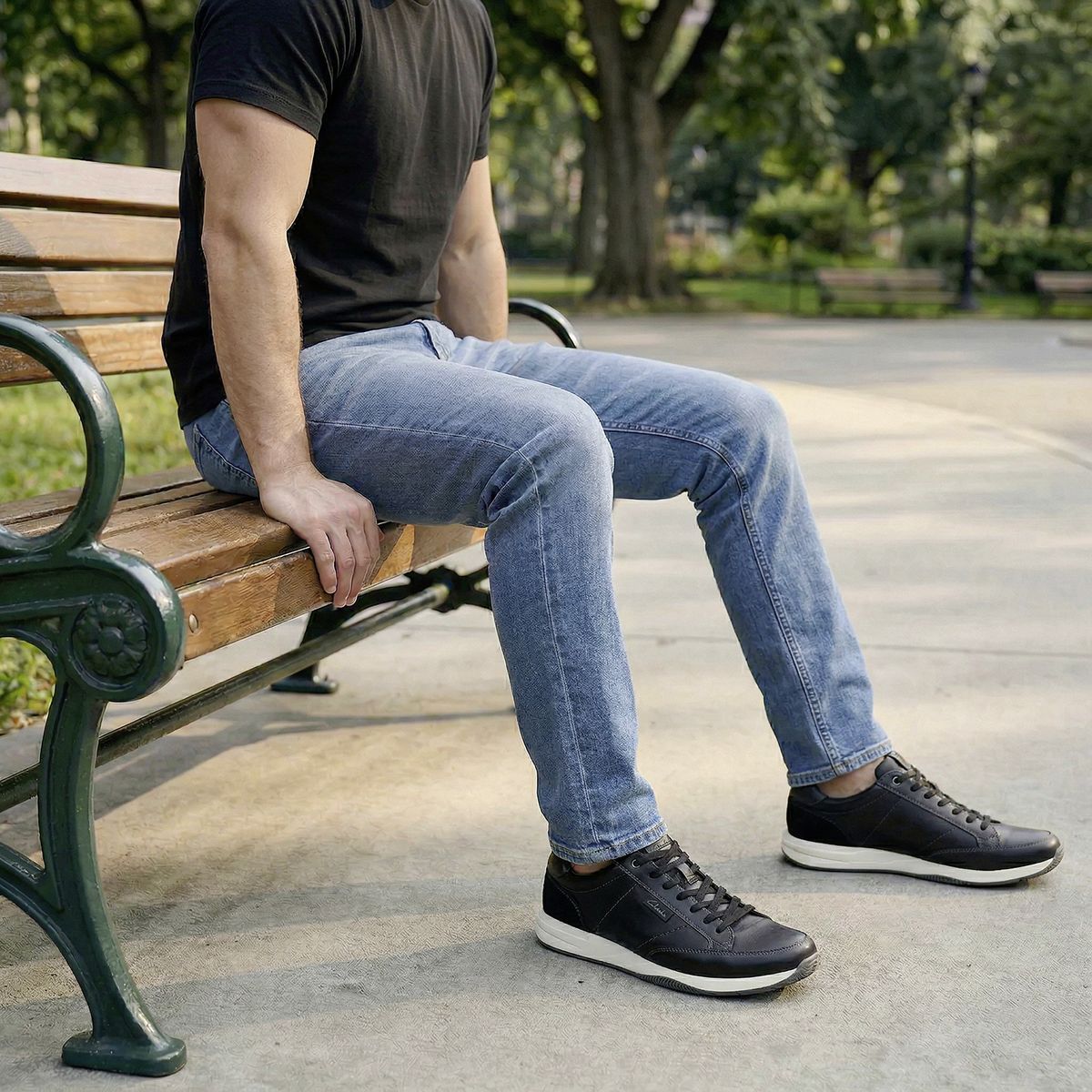 CLARKS - Zapatilla Urbana Hombre Cuero Negro Clarks