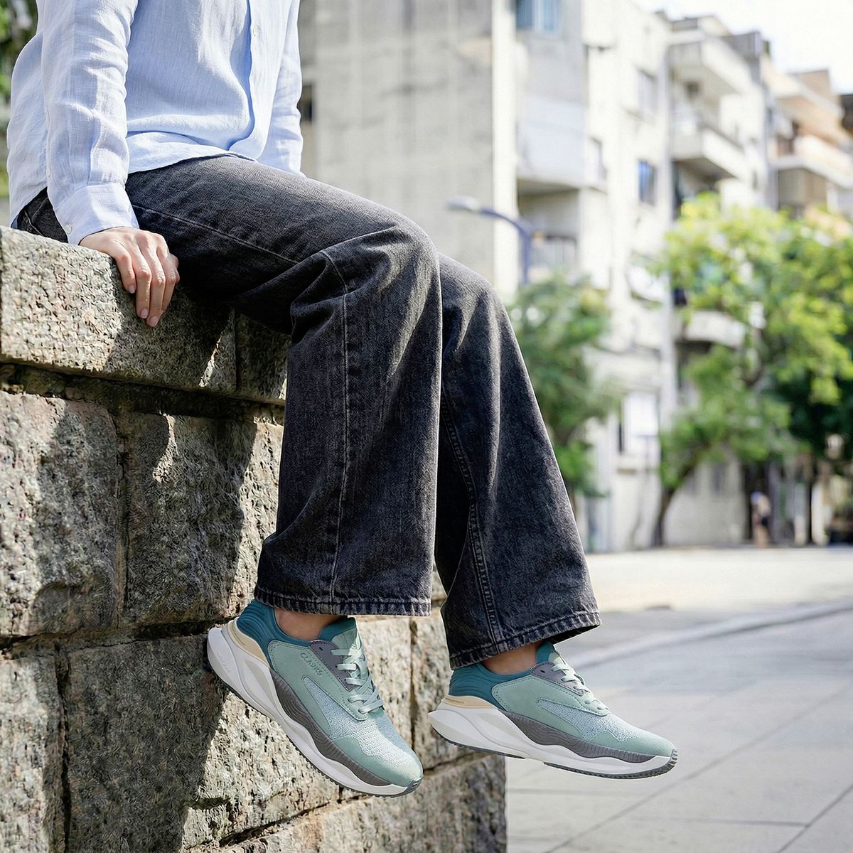 CLARKS - Zapatilla Urbana Mujer Celeste Clarks