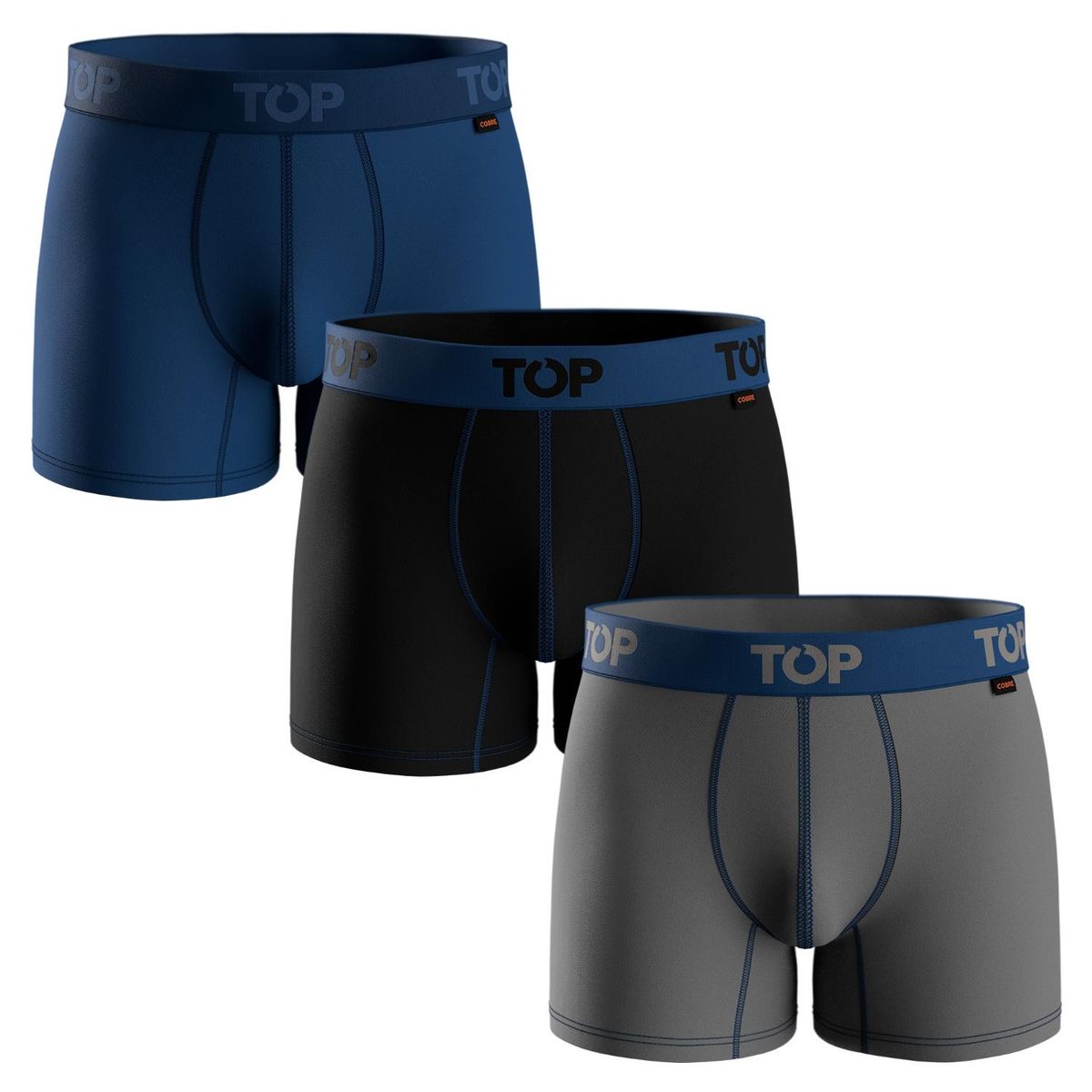 TOP - Pack De 3 Bóxer Medio Algodón Cobre Algodón Top