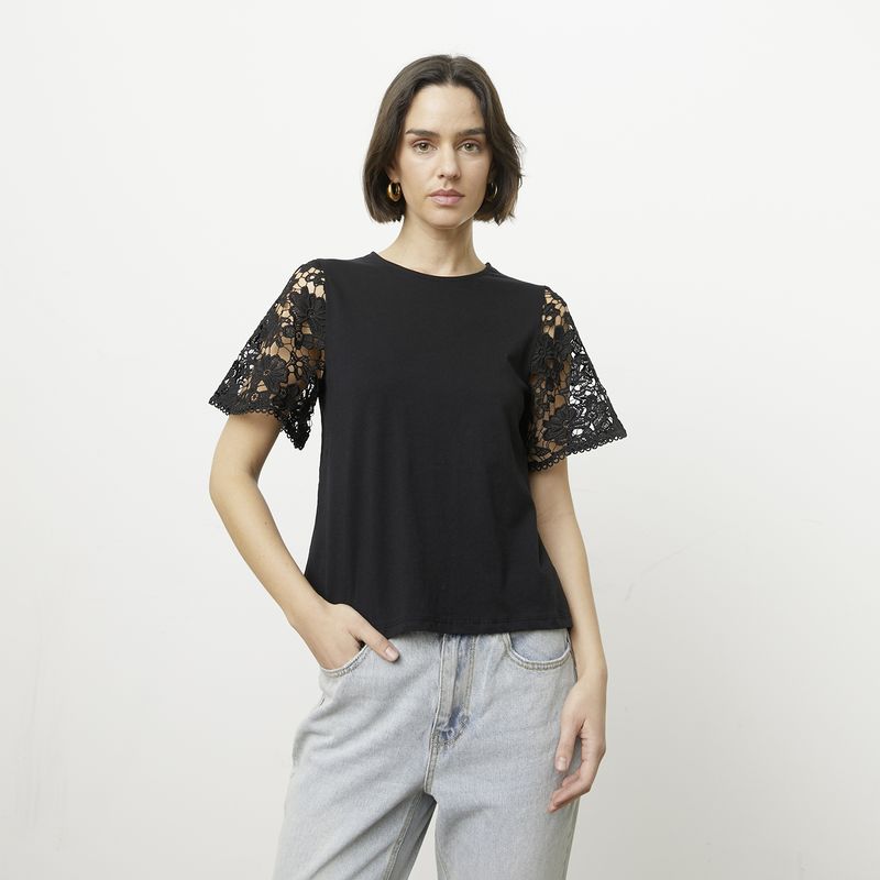 VERO MODA - Polera Mangas Bordadas 100% Algodón Mujer Vero Moda