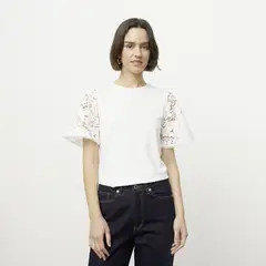 VERO MODA - Polera Mangas Bordadas 100% Algodón Mujer