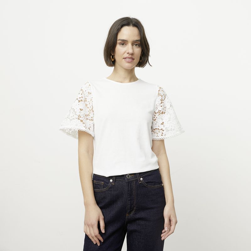 VERO MODA - Polera Mangas Bordadas 100% Algodón Mujer Vero Moda