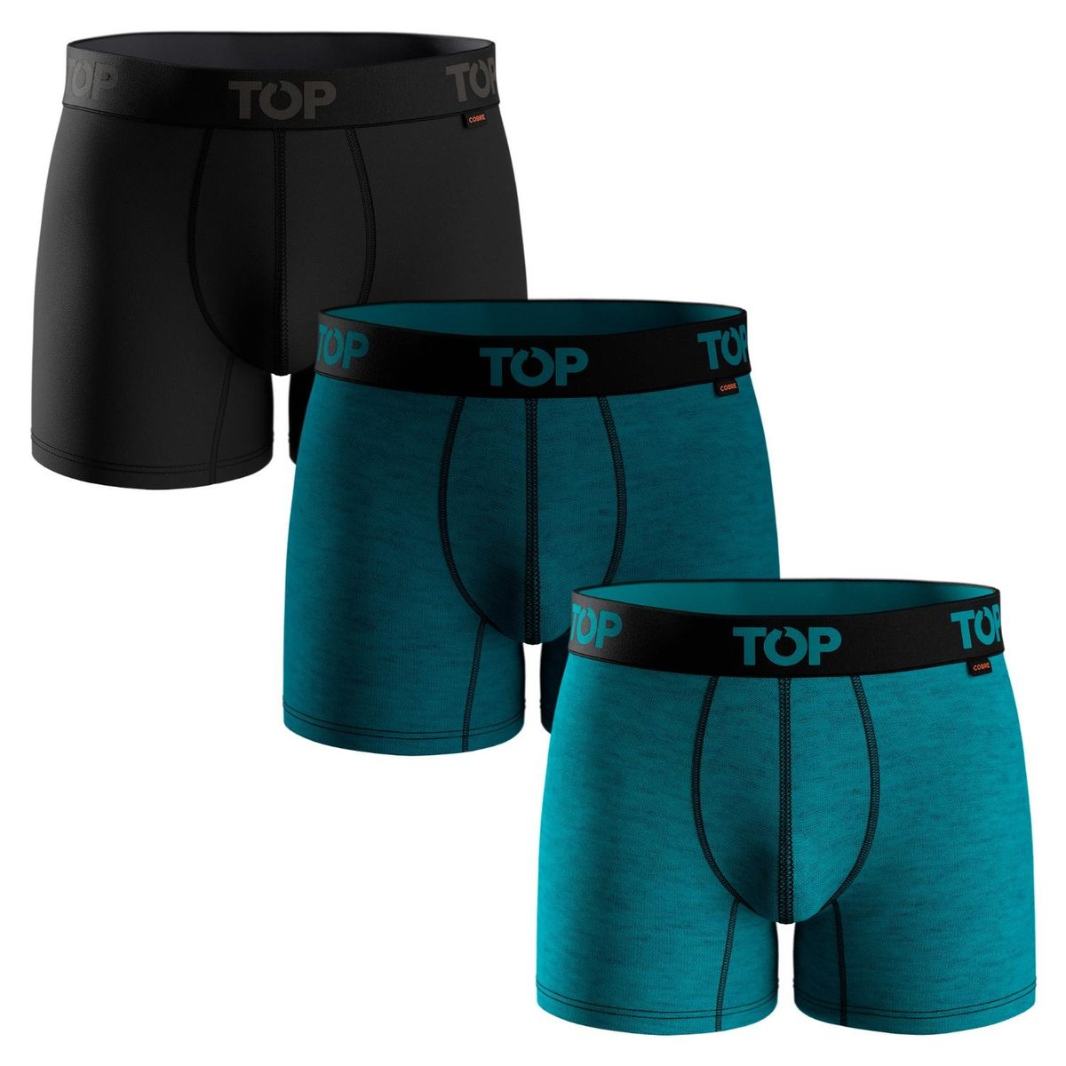 TOP - Pack De 3 Bóxer Medio Algodón Cobre Algodón Top