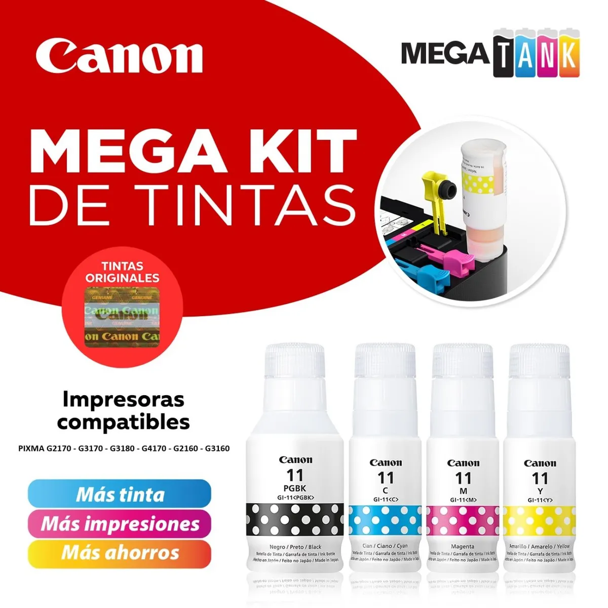 CANON - Kit Tintas Canon Gi-11 4 Botellas