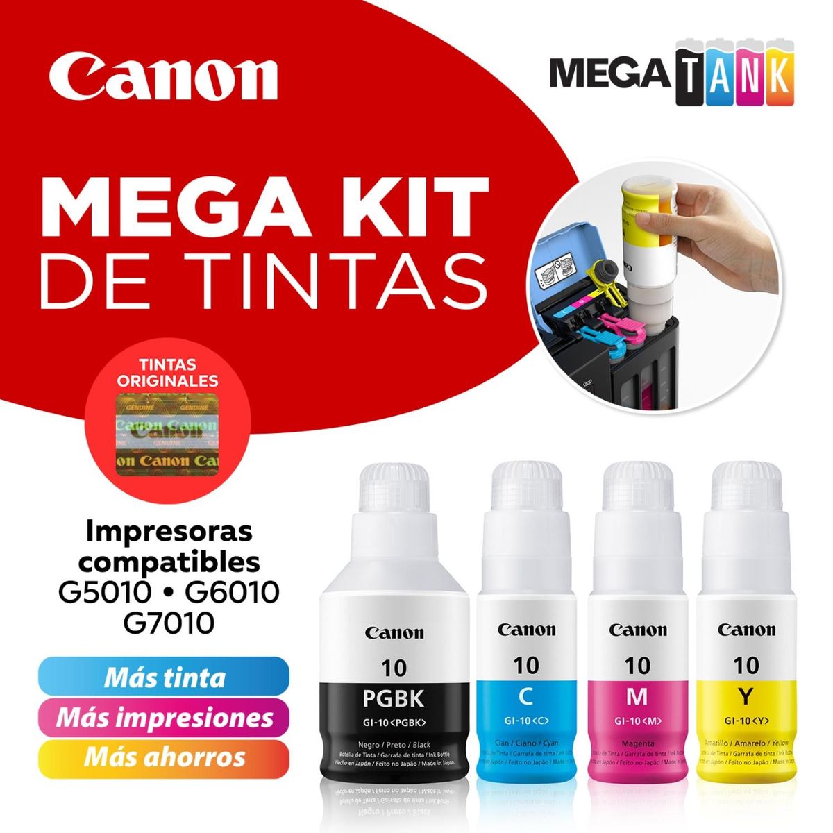 CANON - Kit Tintas Canon Gi-10 4 Botellas