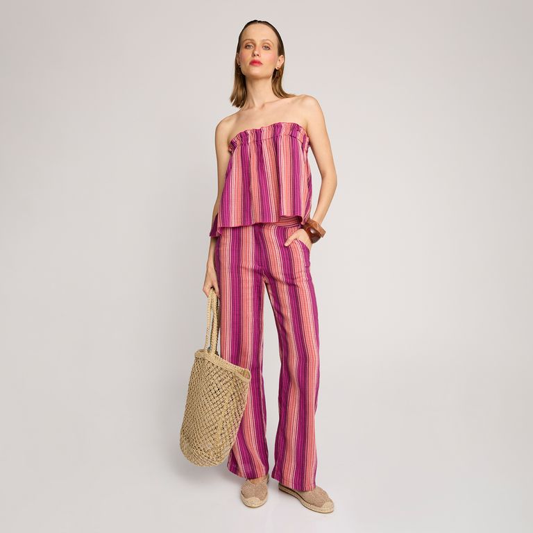 BAYMO Top Strapless Faro Estampado Mujer