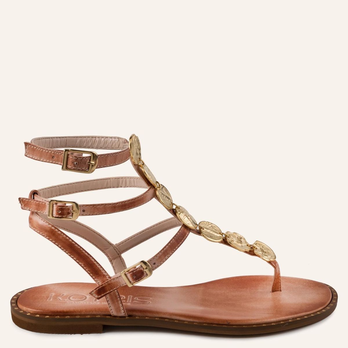 MAKIS KOTRIS - Sandalia Mujer Cuero Café Makis Kotris