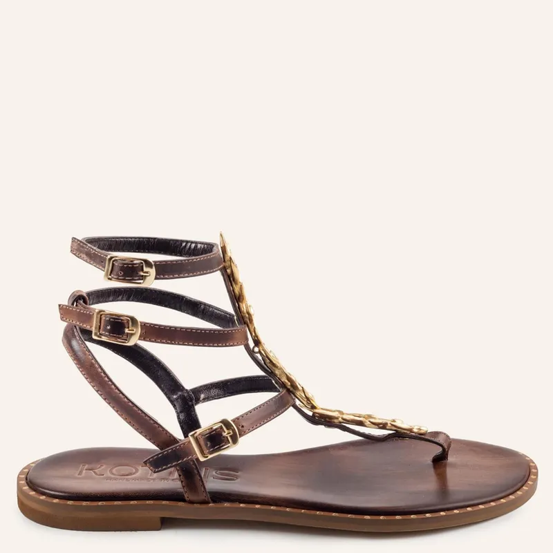 MAKIS KOTRIS - Sandalia Mujer Cuero Café Makis Kotris