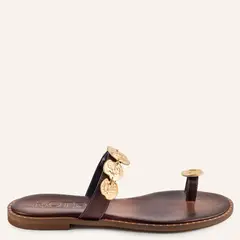 MAKIS KOTRIS - Sandalia Mujer Cuero Café
