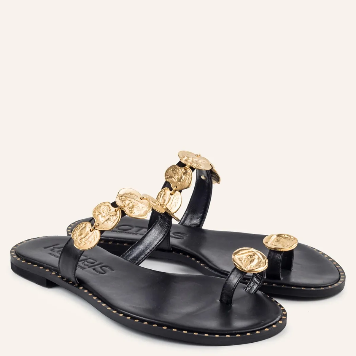 MAKIS KOTRIS - Sandalia Mujer Cuero Negro Makis Kotris