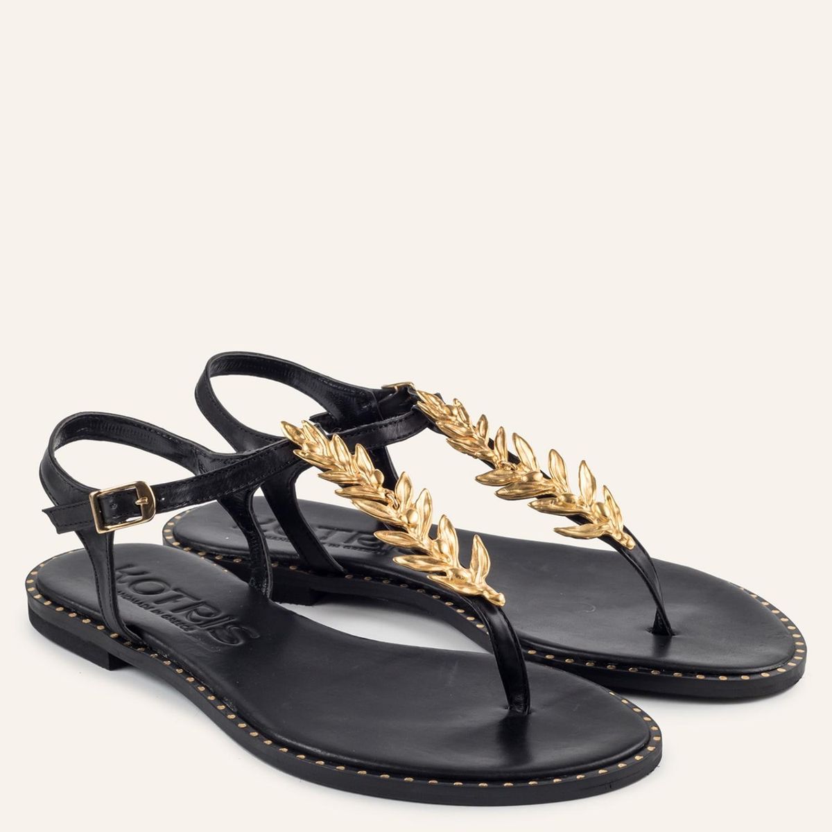 MAKIS KOTRIS - Sandalia Mujer Cuero Negro Makis Kotris