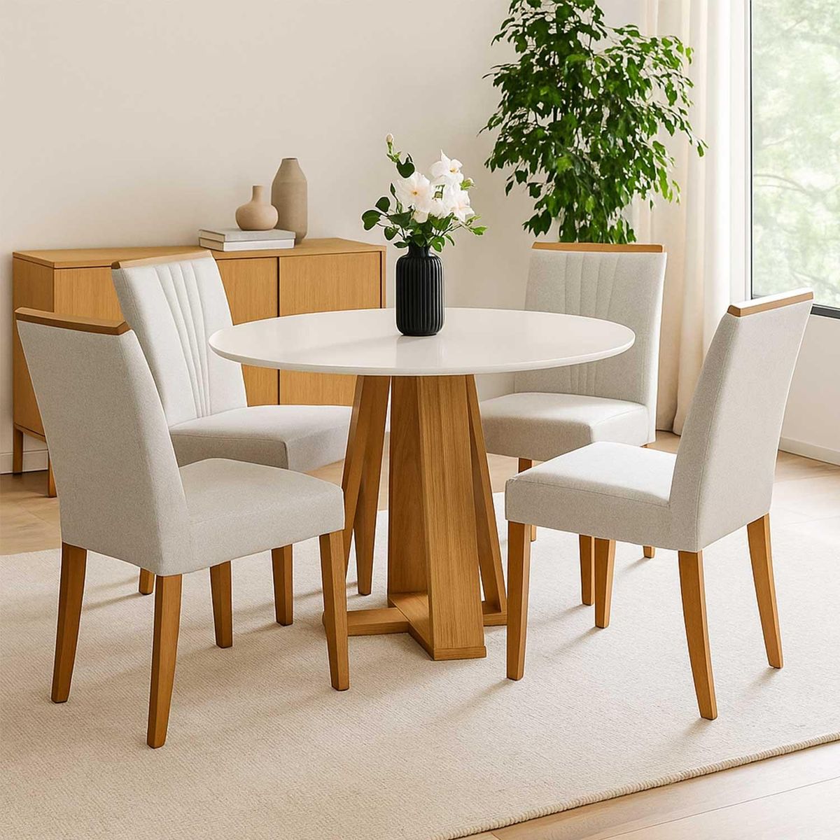 BASEMENT HOME - Juego De Comedor 4 Sillas Montreal Vidrio 1.0 Beige Basement Home