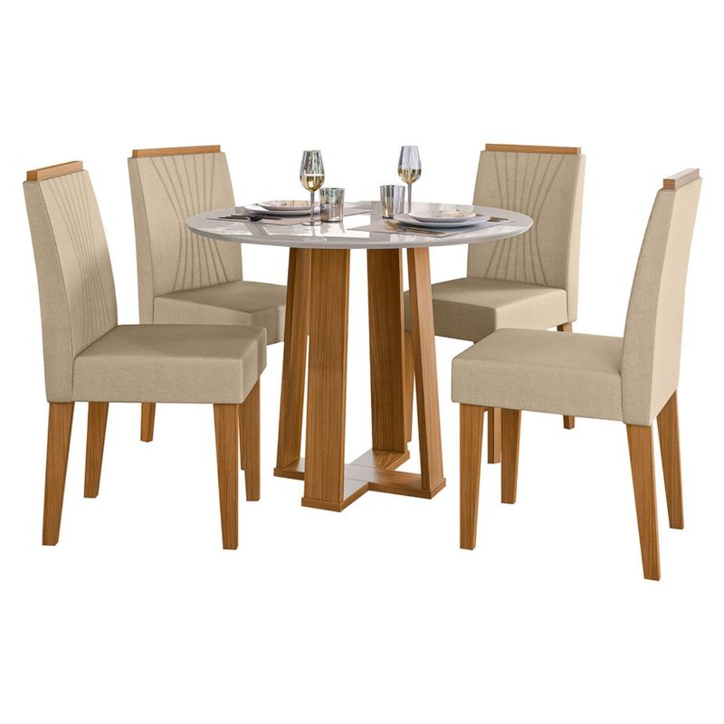 BASEMENT HOME - Juego De Comedor 4 Sillas Montreal Vidrio 1.0 Beige Basement Home