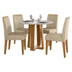 BASEMENT HOME - Juego De Comedor 4 Sillas Montreal Vidrio 1.0 Beige