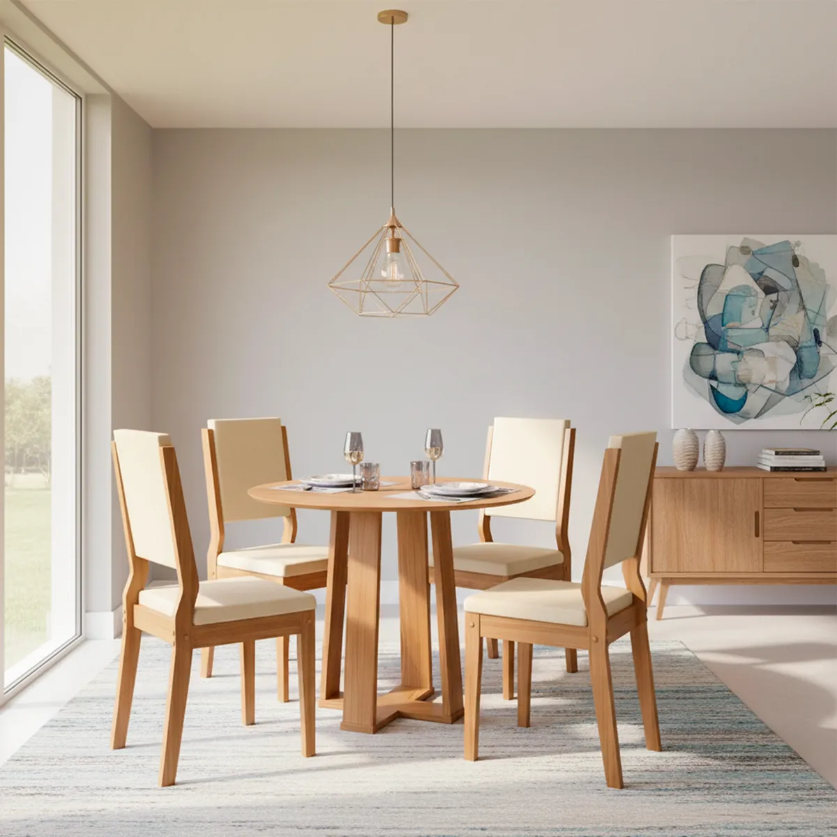 MICA - Juego De Comedor 4 Sillas Ravello 1.0 Beige Basement Home