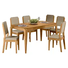 BASEMENT HOME - Juego De Comedor 6 Sillas Arezzo 1.60 Beige