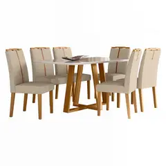 BASEMENT HOME - Juego De Comedor 6 Sillas Sonatta Vidrio 1.60 Beige
