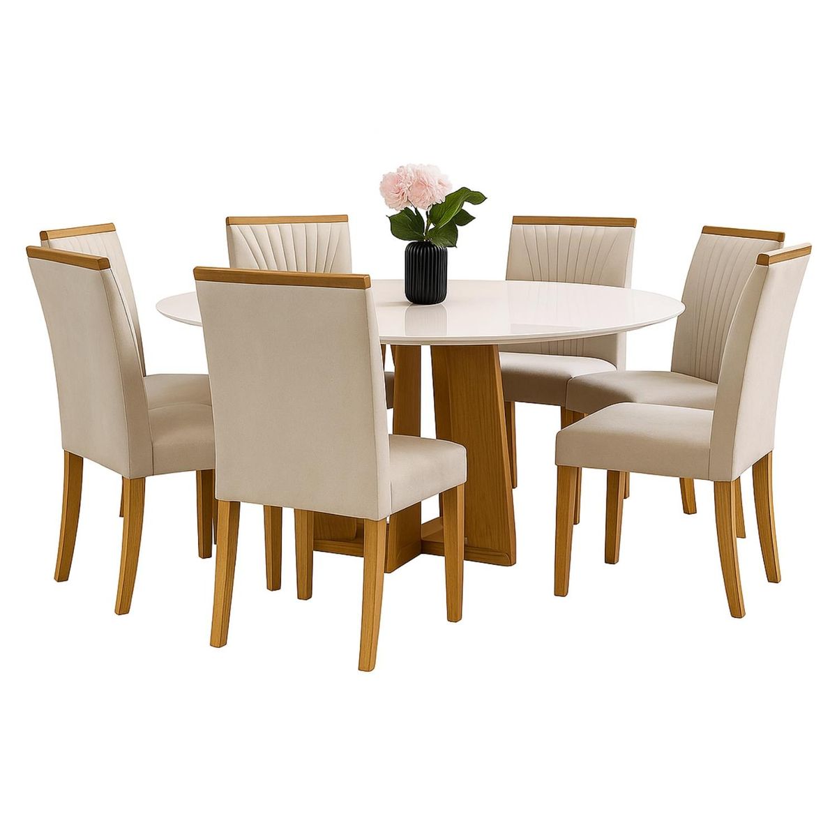BASEMENT HOME - Juego De Comedor 6 Sillas Esencia Vidrio 1.35 Beige Basement Home