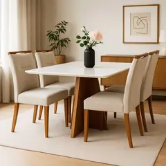BASEMENT HOME - Juego De Comedor 4 Sillas Annecy Vidrio 1.2 Beige