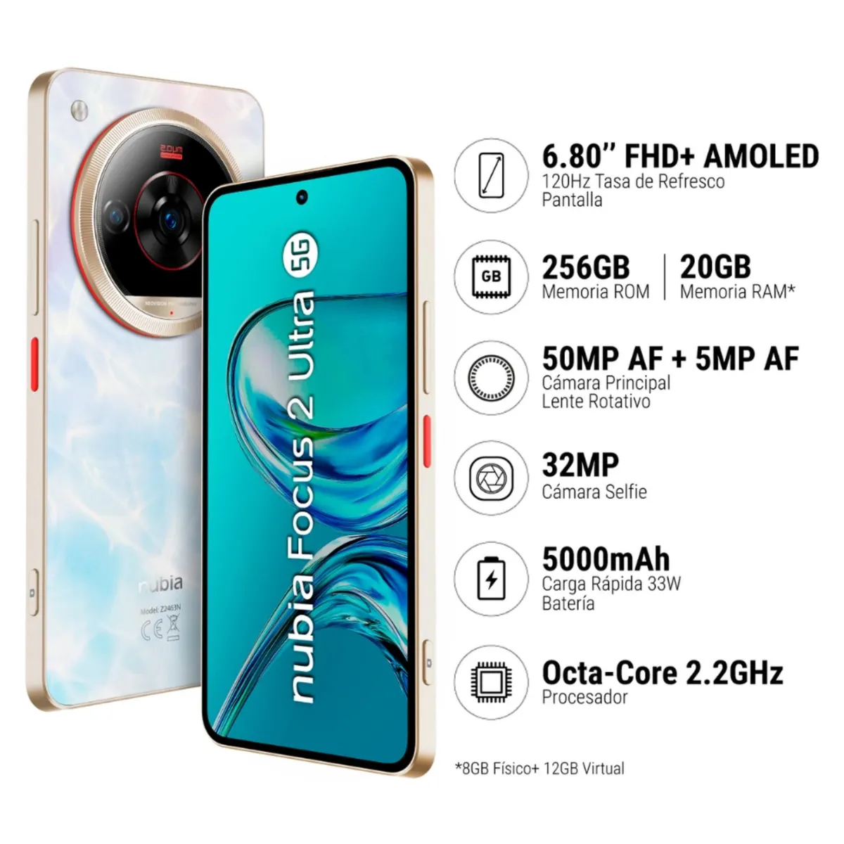 ZTE - ZTE Nubia Focus 2 Ultra 5G 256Gb Blanco