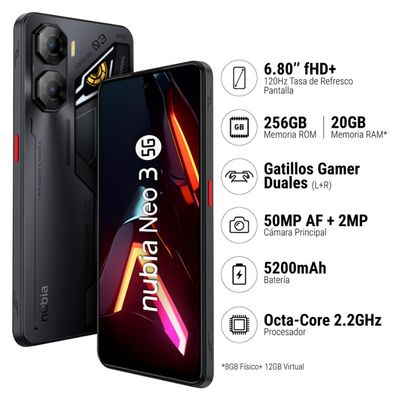 Imagen 2 del producto Nubia Neo 3 5G 256GB Negro+Gamepad Negro