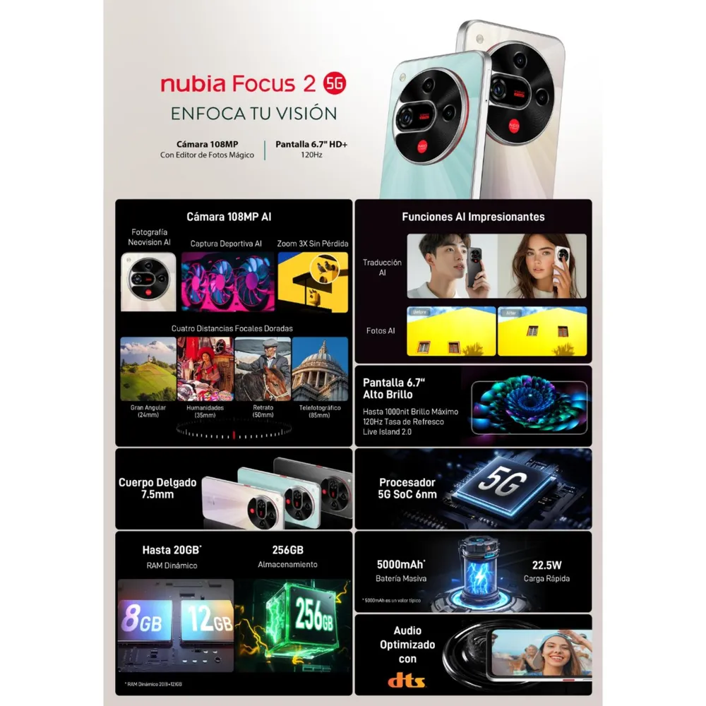 ZTE Nubia Focus 2 5G 256GB Negro, foto 7