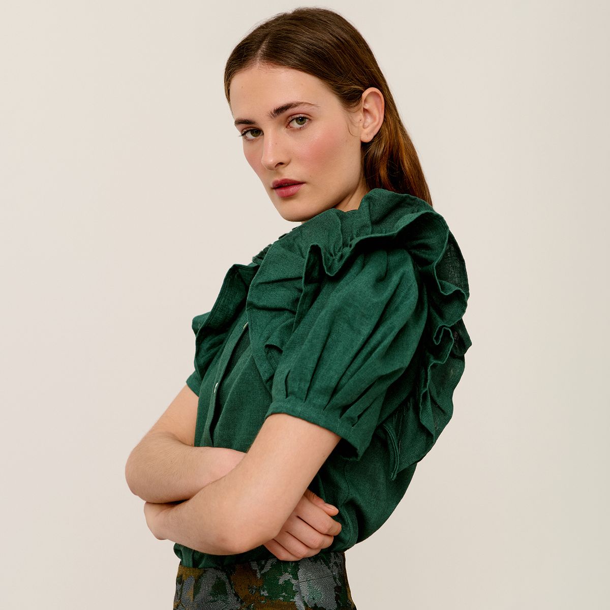 BYAN - Blusa Amaretti Manga Englobada Lino Mujer Byan