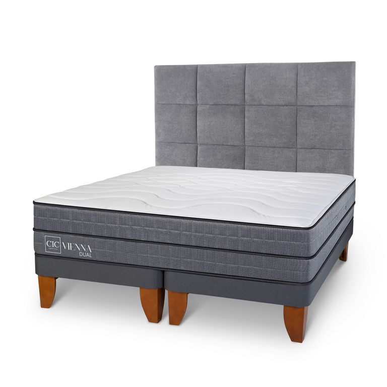 Cama Europea Vienna Dual 2 Plazas x 2.00mt Base Dividida + Respaldo