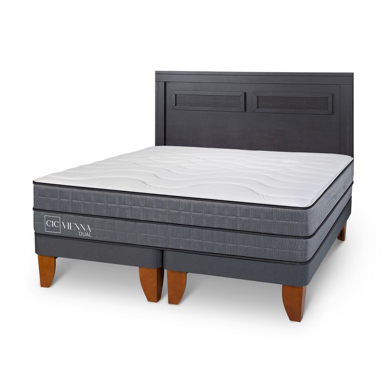 CIC Cama Europea Vienna Dual King x 2.00mt Base Dividida + Respaldo