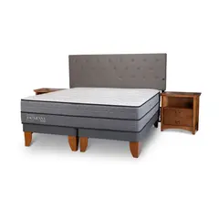 CIC - Cama Europea Vienna Dual 2 Plazas x 2.00mt Base Dividida + Respaldo + 2 Veladores