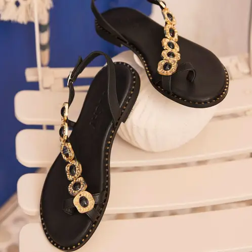 CUCHY - Sandalia Mujer Cuero Negro