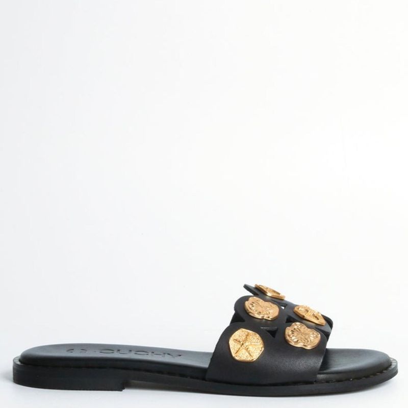 CUCHY - Sandalia Mujer Cuero Negro Cuchy