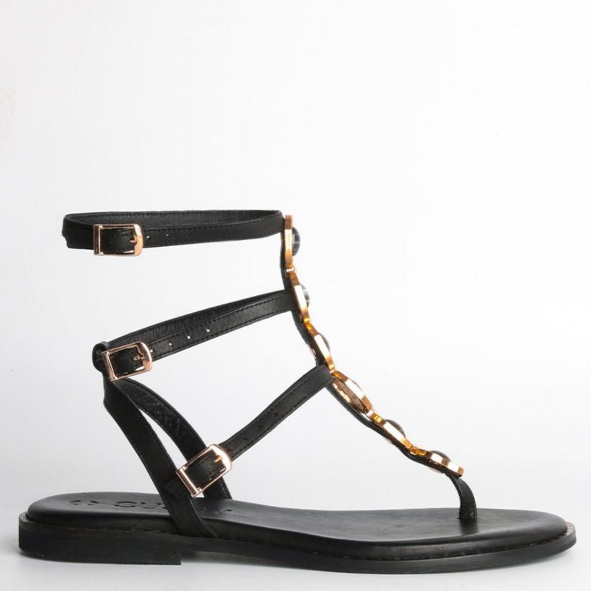 CUCHY - Sandalia Mujer Cuero Negro Cuchy