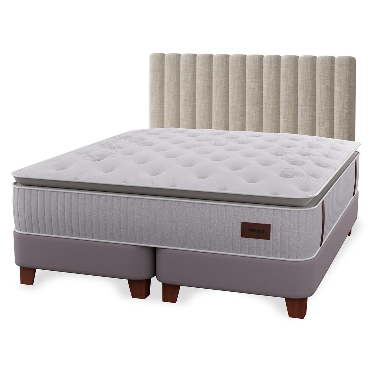 FLEX - Cama Europea Heritage 2 Plazas x 2.00mt Base Dividida + Respaldo Flex