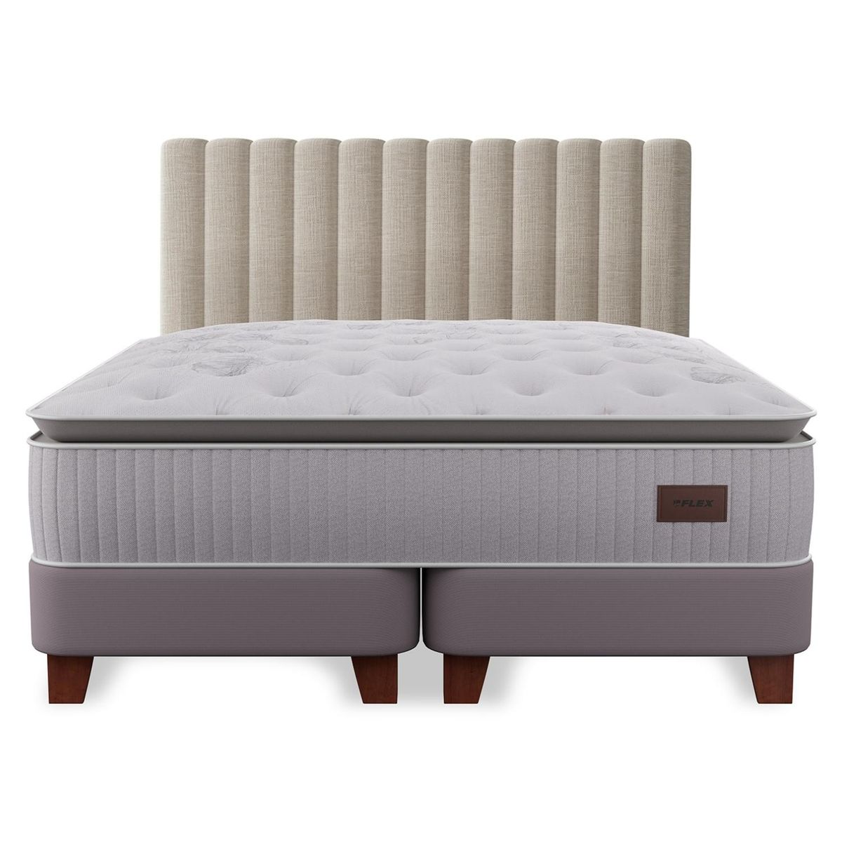 FLEX - Cama Europea Heritage 2 Plazas x 2.00mt Base Dividida + Respaldo Flex