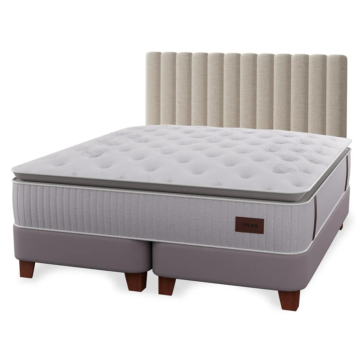 FLEX - Cama Europea Heritage King x 2.00mt Base Dividida + Respaldo Flex