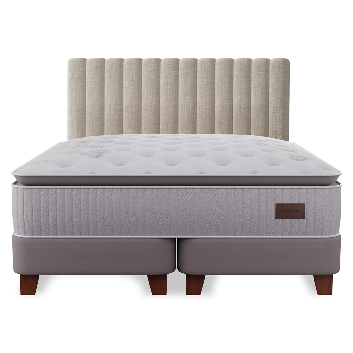 FLEX - Cama Europea Heritage King x 2.00mt Base Dividida + Respaldo Flex