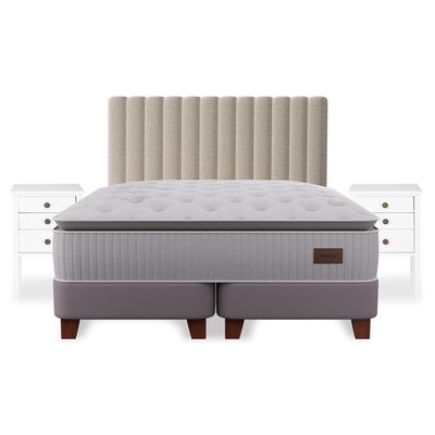 Imagen 2 del producto Cama Europea Heritage King + Respaldo Tubular + Veladores Roma