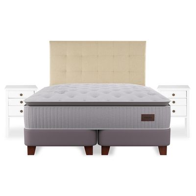 Imagen 2 del producto Cama Europea Heritage Super King + Respaldo Design Crudo + Veladores Roma