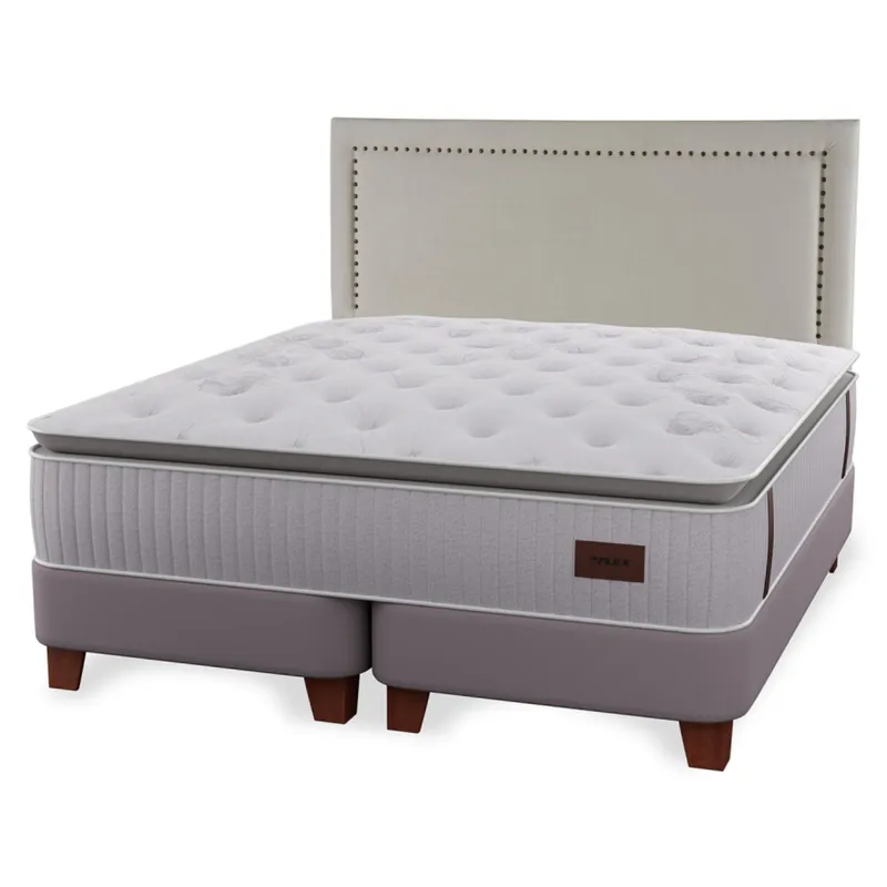 FLEX - Cama Europea Heritage King + Respaldo Tachas Flex