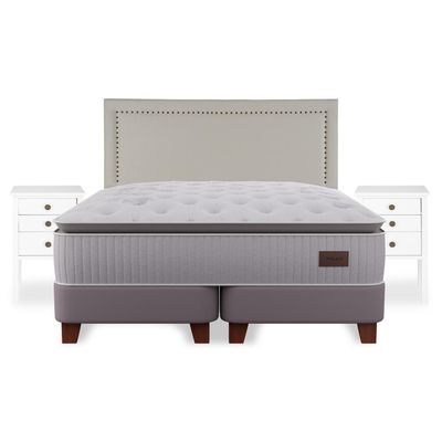 Imagen 2 del producto Cama Europea Heritage Super King + Respaldo Tachas + Veladores Roma
