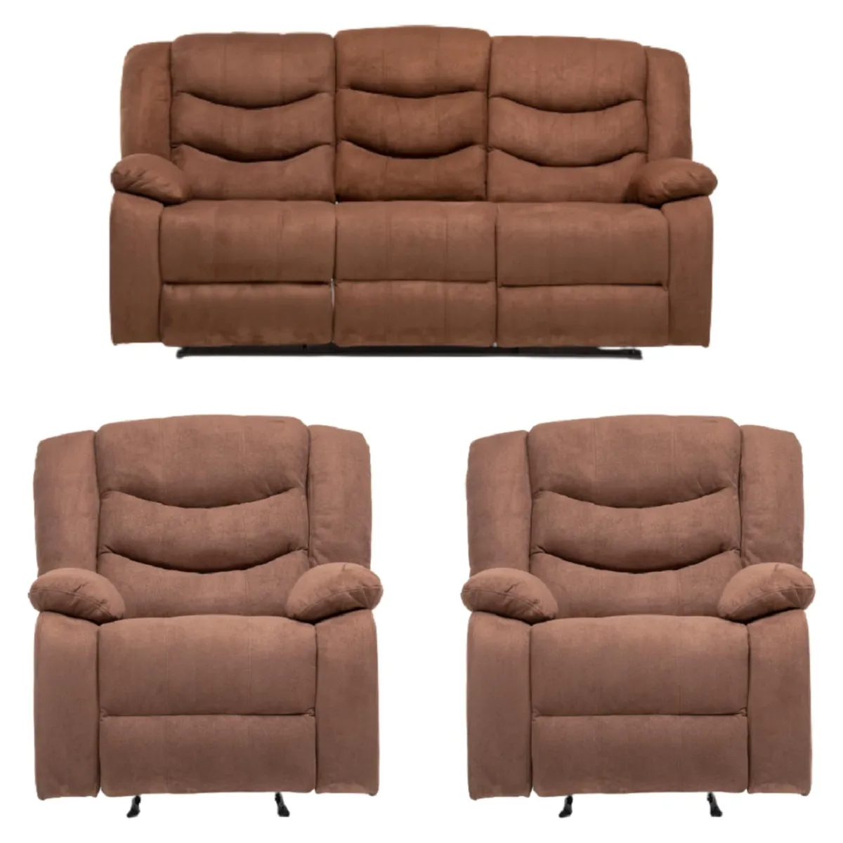 DANIELS - Sofá 3 Cuerpos + 2 Berger Reclinables Laredo Daniels